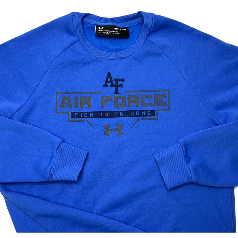 Under Armour Mens S Air Force Falcons Sweatshirt Pullover Crewneck Blue Fleece